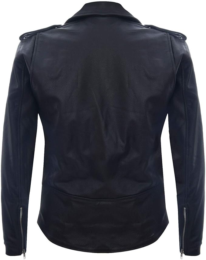 Mens Leather Brando Biker Rock Motorcycle Hide Jacket - ZOQ Leather