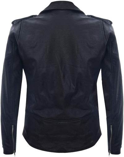 Men’s Classic Black Leather Biker Jacket – Slim Fit Moto Style with Belt & Zipper | Genuine Leather Motorcycle Jacket