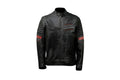 Men’s Black Leather Biker Jacket with Red Stripes - ZOQ Leather