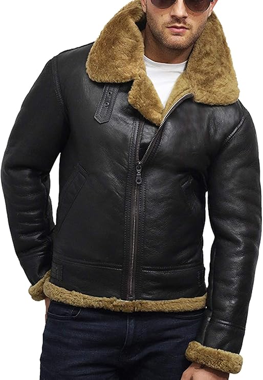 Men's Premium Shearling Leather Jacket - Warm and Stylish Winter Outerwear