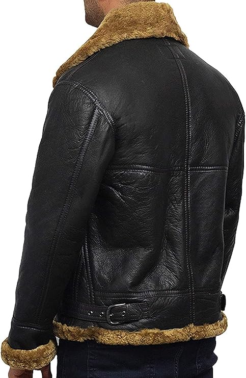 Men's Premium Shearling Leather Jacket - Warm and Stylish Winter Outerwear