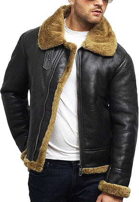 Men's Premium Shearling Leather Jacket - Warm and Stylish Winter Outerwear