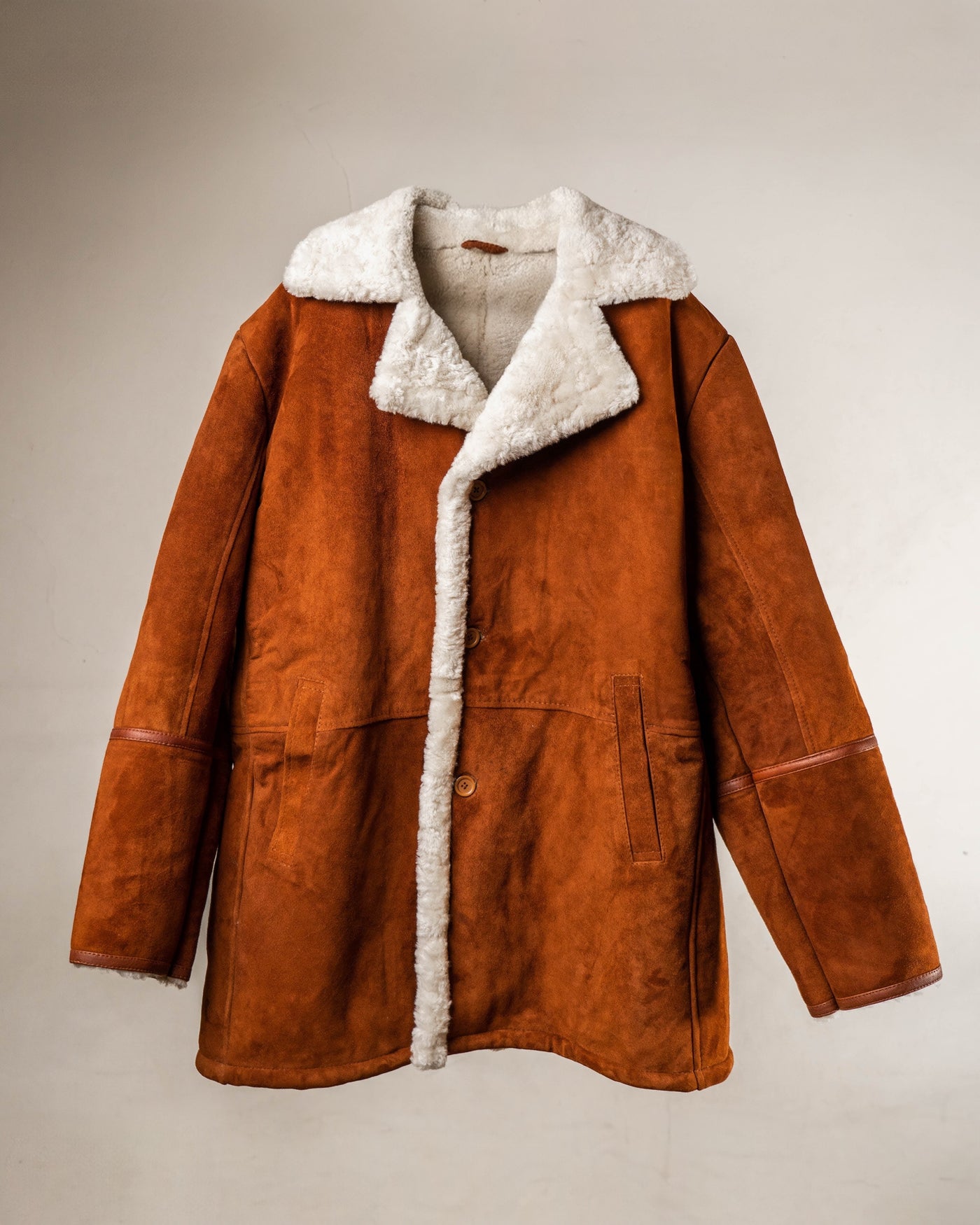 Men's Brown Shearling Leather Jacket - Classic Winter Coat with Fur Lining