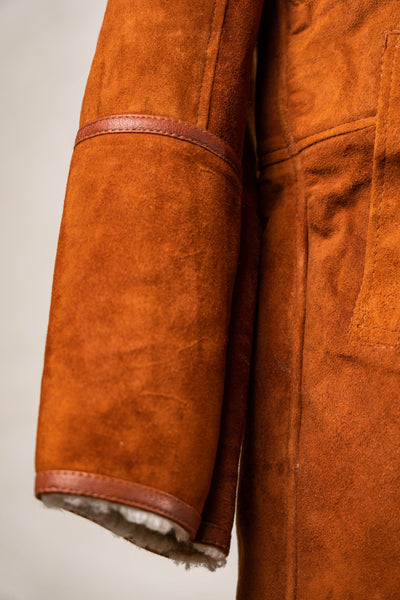 Men's Brown Shearling Leather Jacket - Classic Winter Coat with Fur Lining