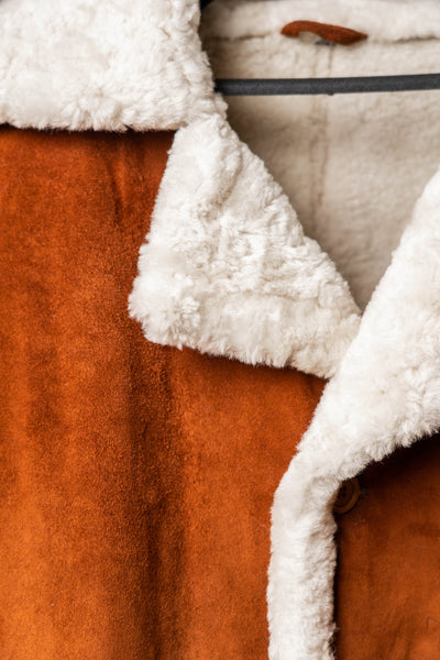 Men's Brown Shearling Leather Jacket - Classic Winter Coat with Fur Lining