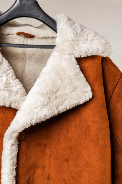 Men's Brown Shearling Leather Jacket - Classic Winter Coat with Fur Lining