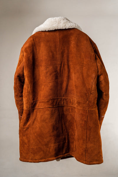 Men's Brown Shearling Leather Jacket - Classic Winter Coat with Fur Lining