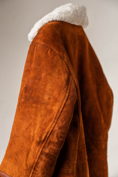 Men's Brown Shearling Leather Jacket - Classic Winter Coat with Fur Lining