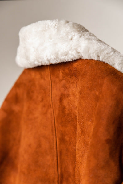 Men's Brown Shearling Leather Jacket - Classic Winter Coat with Fur Lining