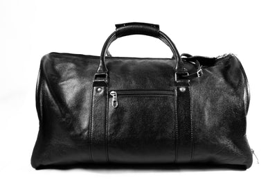Black Leather Gym Duffle Bag – Luxury Travel & Weekender Bag for Men & Women" - ZOQ Leather
