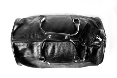 Black Leather Gym Duffle Bag – Luxury Travel & Weekender Bag for Men & Women" - ZOQ Leather