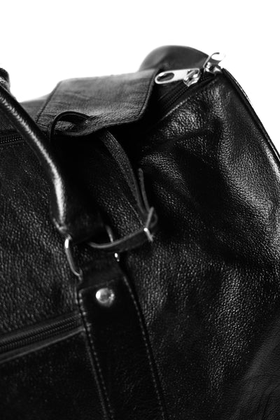 Black Leather Gym Duffle Bag – Luxury Travel & Weekender Bag for Men & Women" - ZOQ Leather