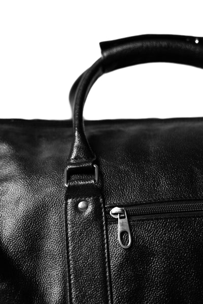 Black Leather Gym Duffle Bag – Luxury Travel & Weekender Bag for Men & Women" - ZOQ Leather