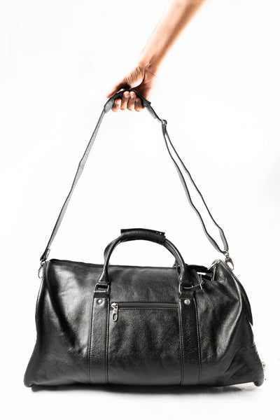 Black Leather Gym Duffle Bag – Luxury Travel & Weekender Bag for Men & Women" - ZOQ Leather