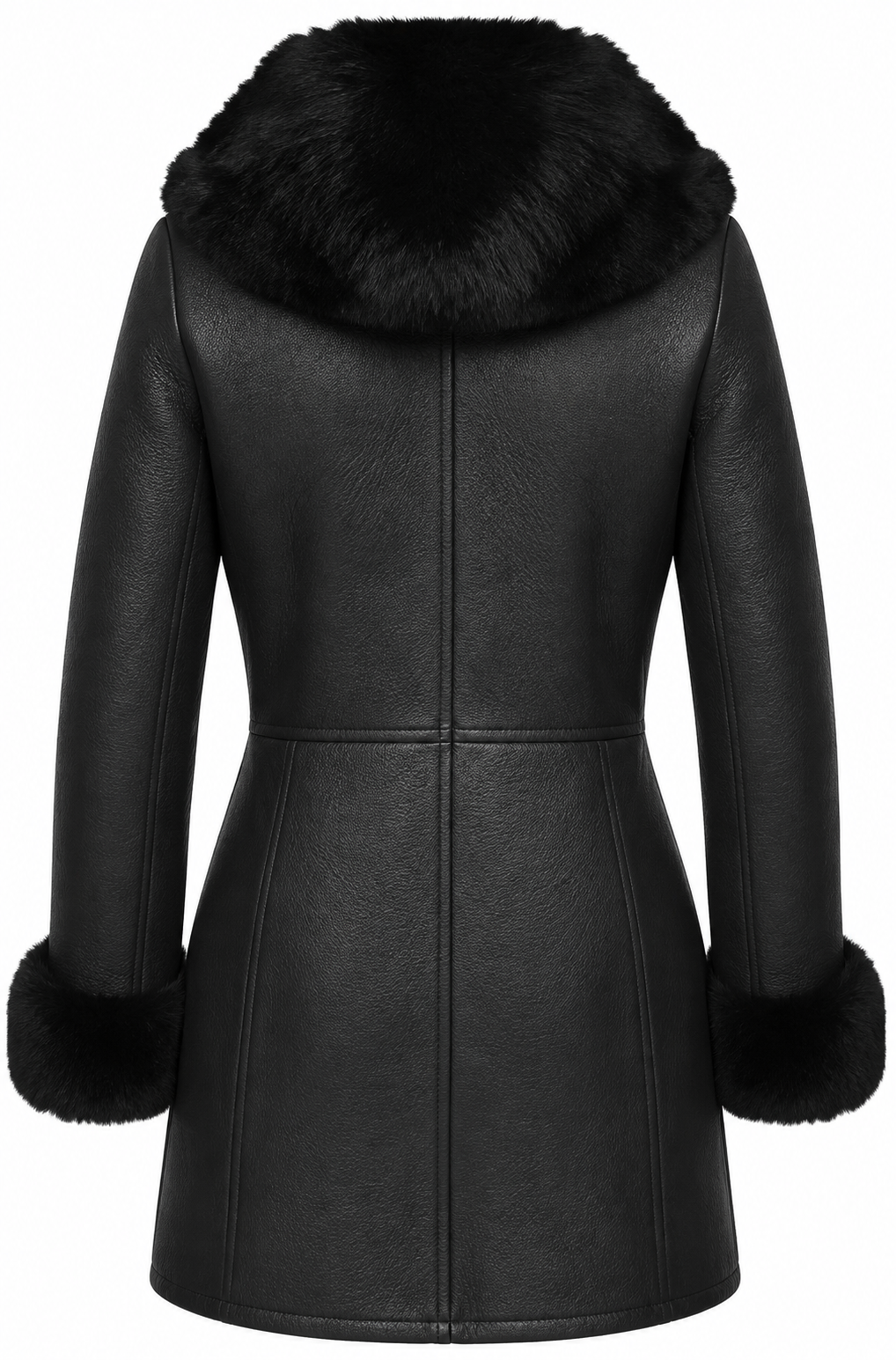 Astrid Premium Lambskin Long Coat with Shearling Fur - ZOQ Leather
