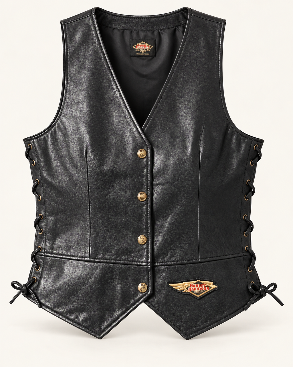 Women's Genuine Leather Motorcycle Riding Vest, image 1 - ZOQ Leather