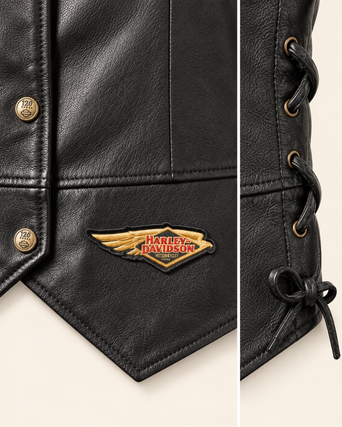 Women's Genuine Leather Motorcycle Riding Vest