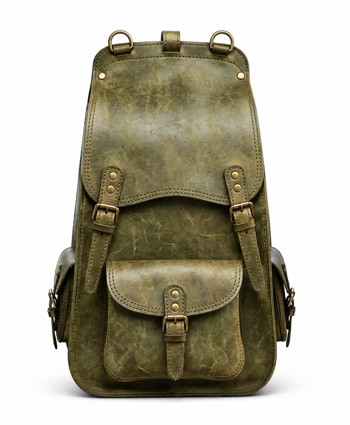 The Vanguard Olive Green Pull-Up Leather Backpack - ZOQ Leather