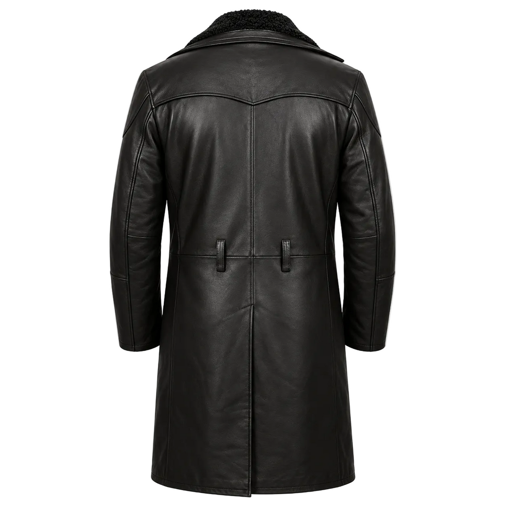 Manteau long en peau lainée pour homme - Élégante veste d'hiver longue
