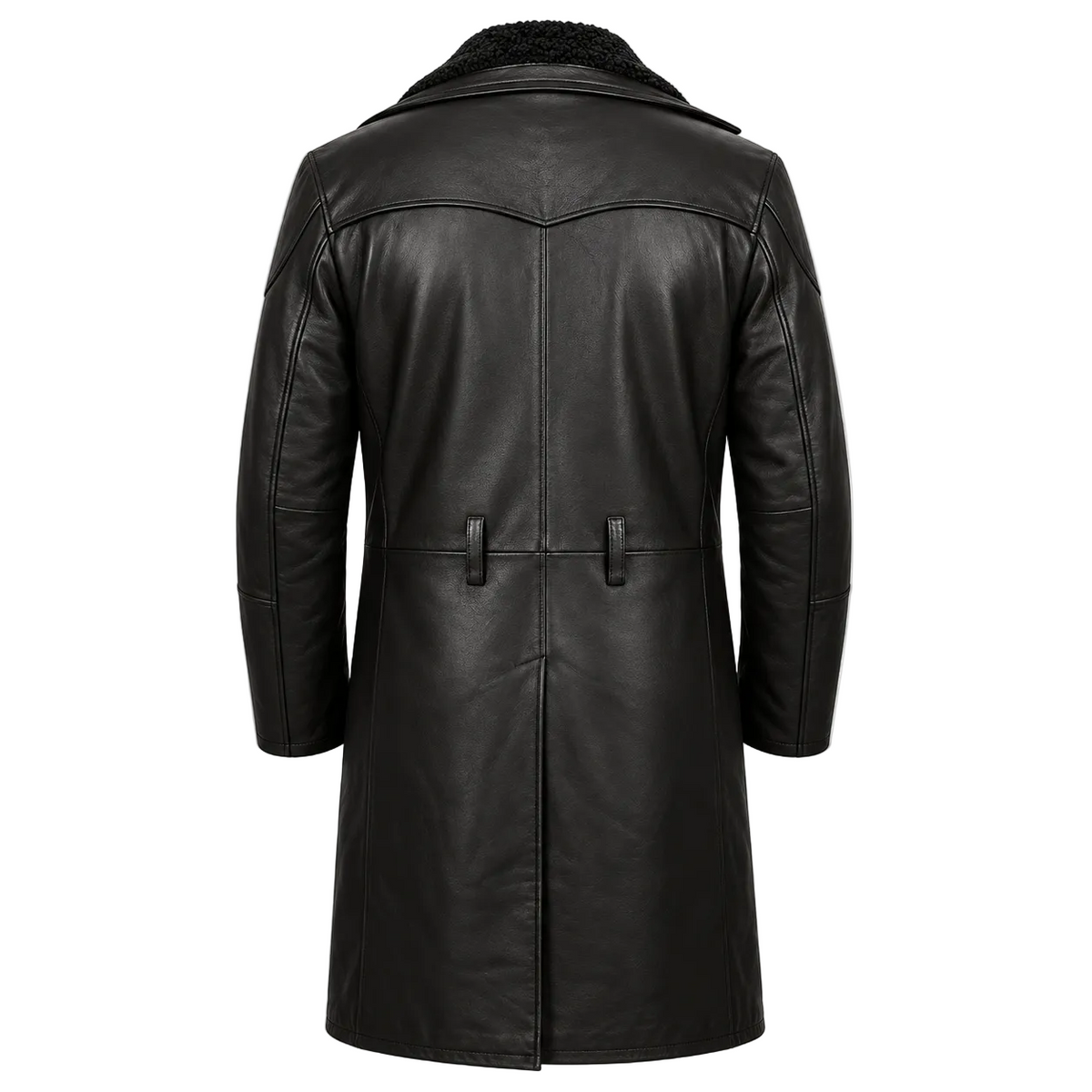 Men's Long Shearling Leather Coat - Stylish Full-Length Winter Jacket