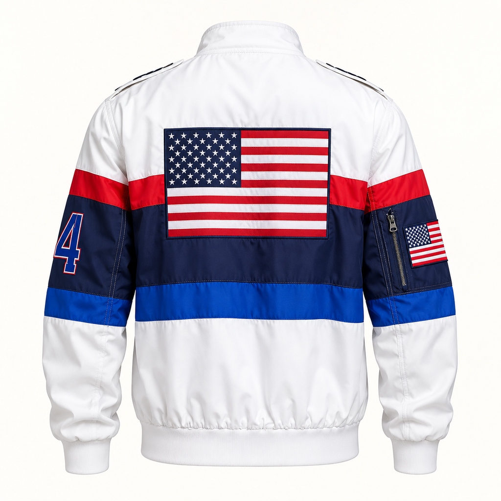 USA Flag Colorblock Patriotic Streetwear Jacket