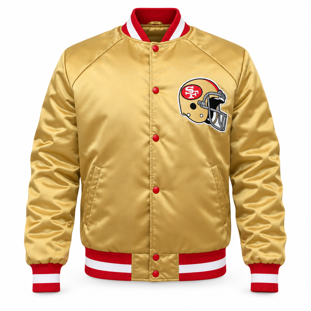 Veste Varsity en satin or et noir pour homme