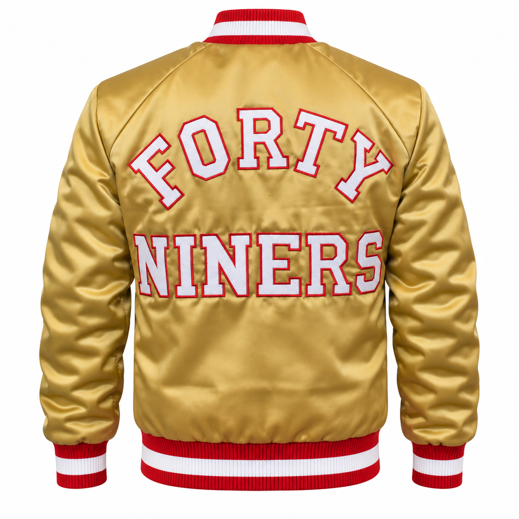 Veste Varsity en satin or et noir pour homme