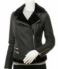 Women’s Black Lambskin Leather Biker Jacket | Slim Fit - ZOQ Leather