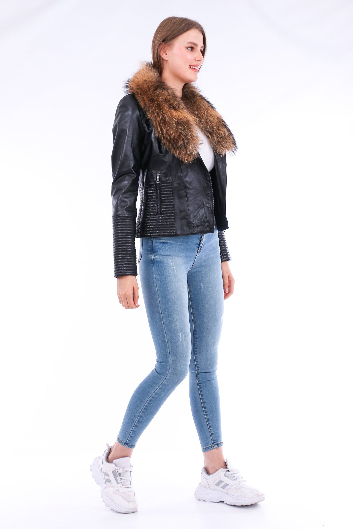 Ravenna Leather Biker Jacket - Black - ZOQ Leather