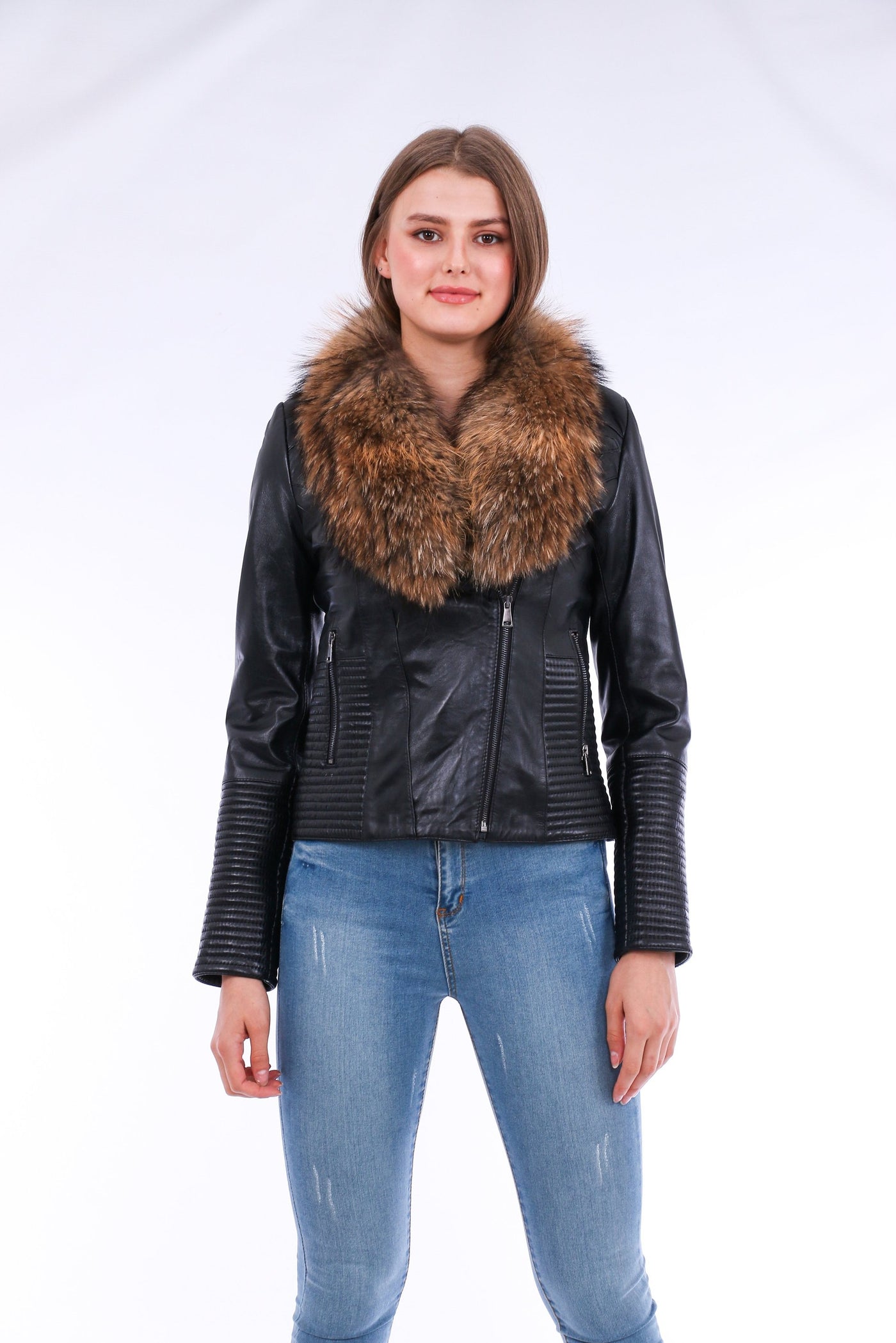 Ravenna Leather Biker Jacket - Black - ZOQ Leather