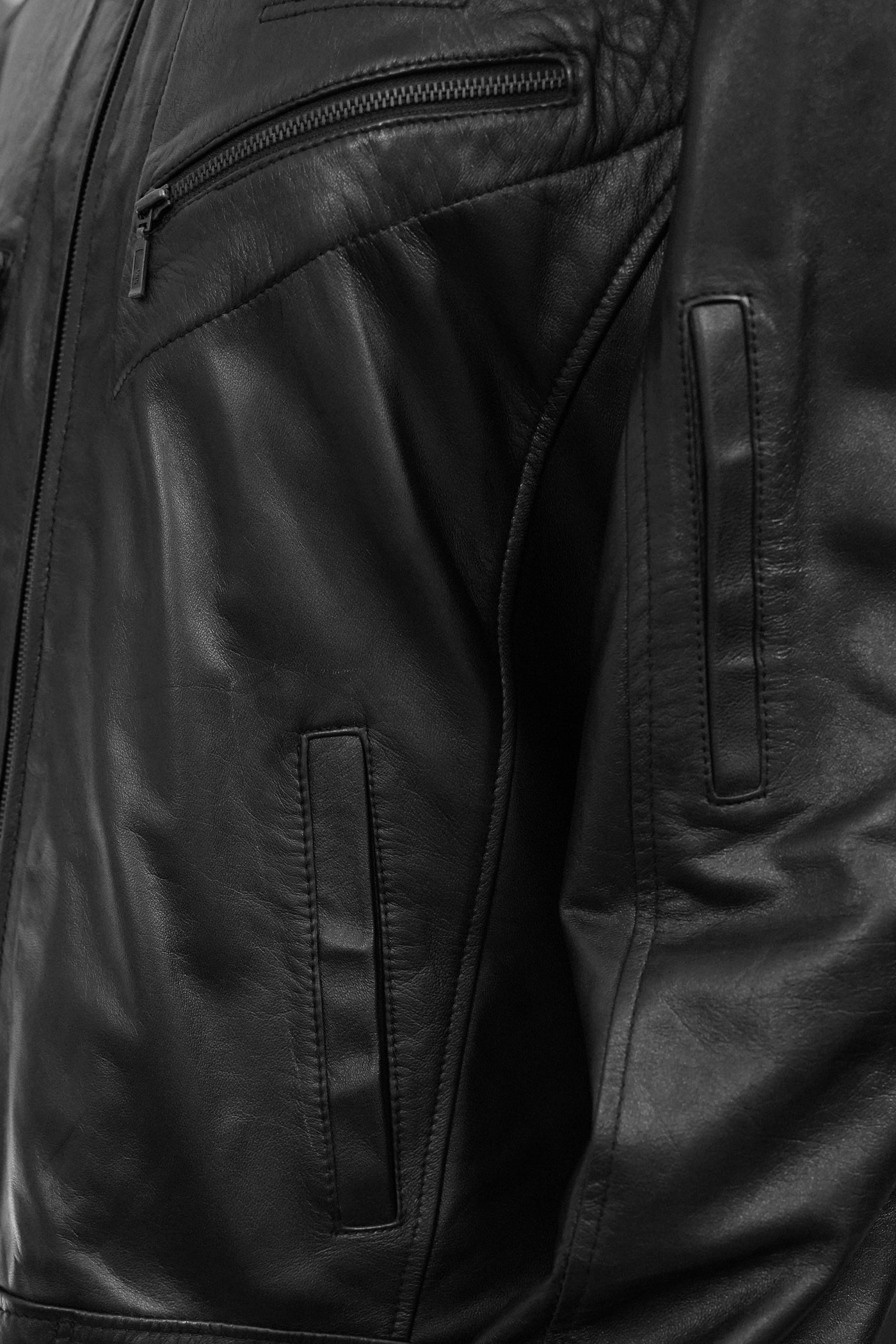 Men’s Black Leather Biker Jacket | Slim Fit Zipper Design - ZOQ Leather