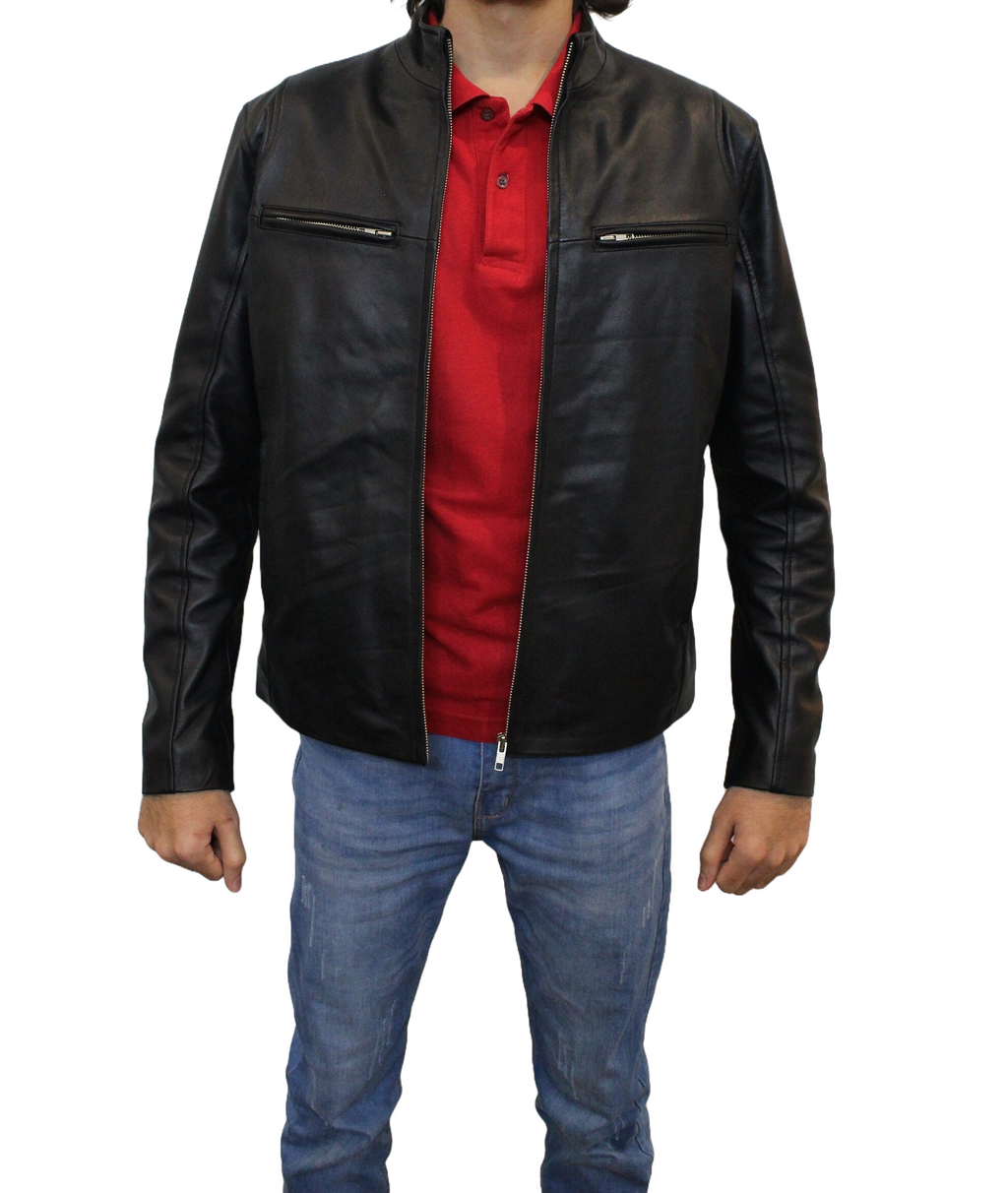 Vintage Inspired Black Cafe Racer Leather Motorcycle Jacket for Men's Biker Fashion - ZOQ Leather