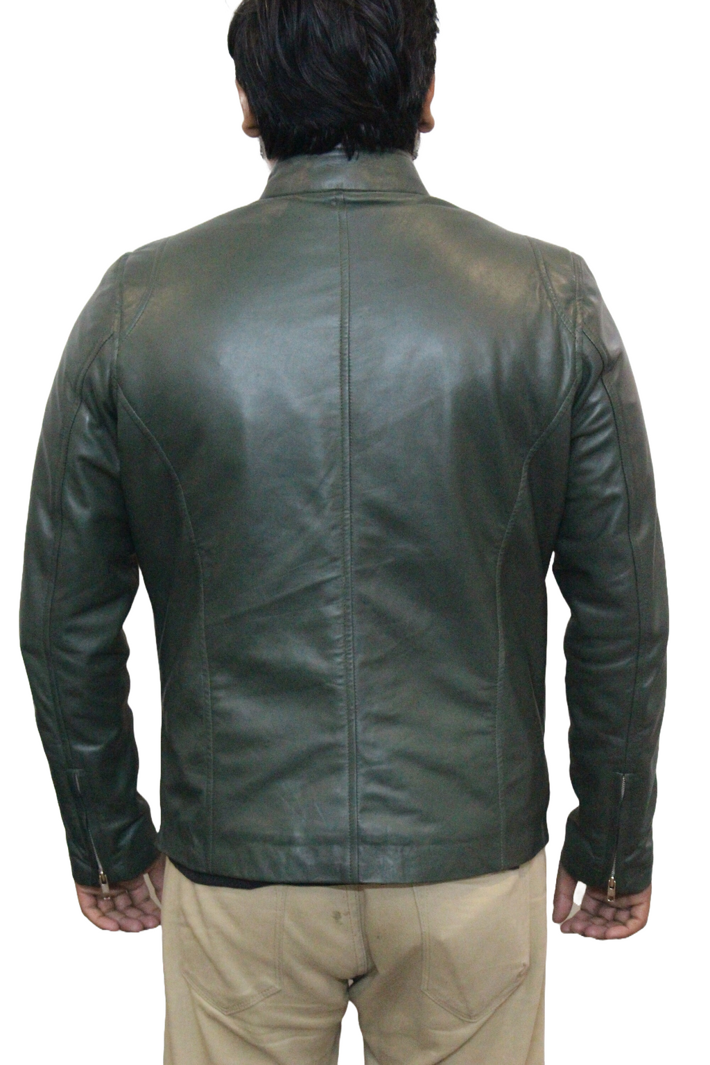 Vintage Style Green Cafe Racer Leather Motorcycle Jacket for Biker Fashion - ZOQ Leather