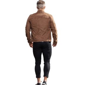 Brown Suede Cafe Racer Cowhide Leather Jacket for Men - ZOQ Leather