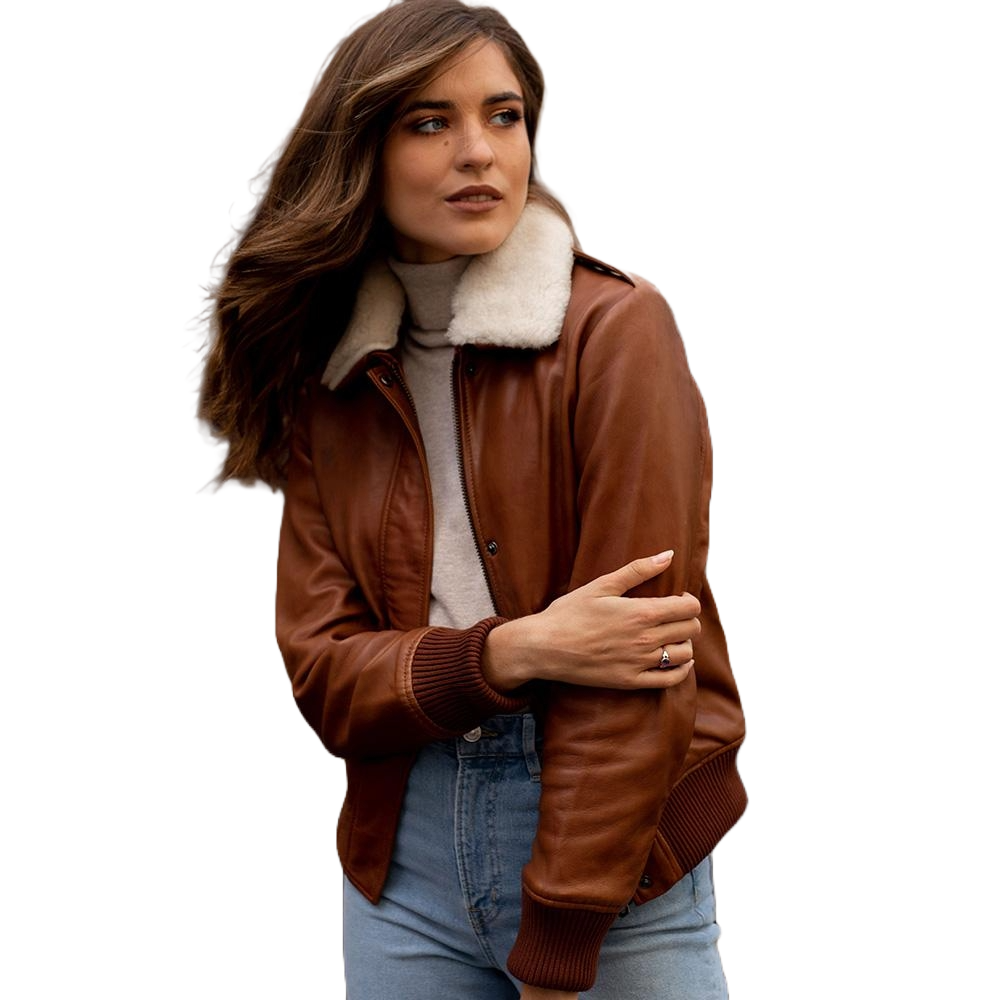 Chestnut Shearling Bomber - ZOQ Leather