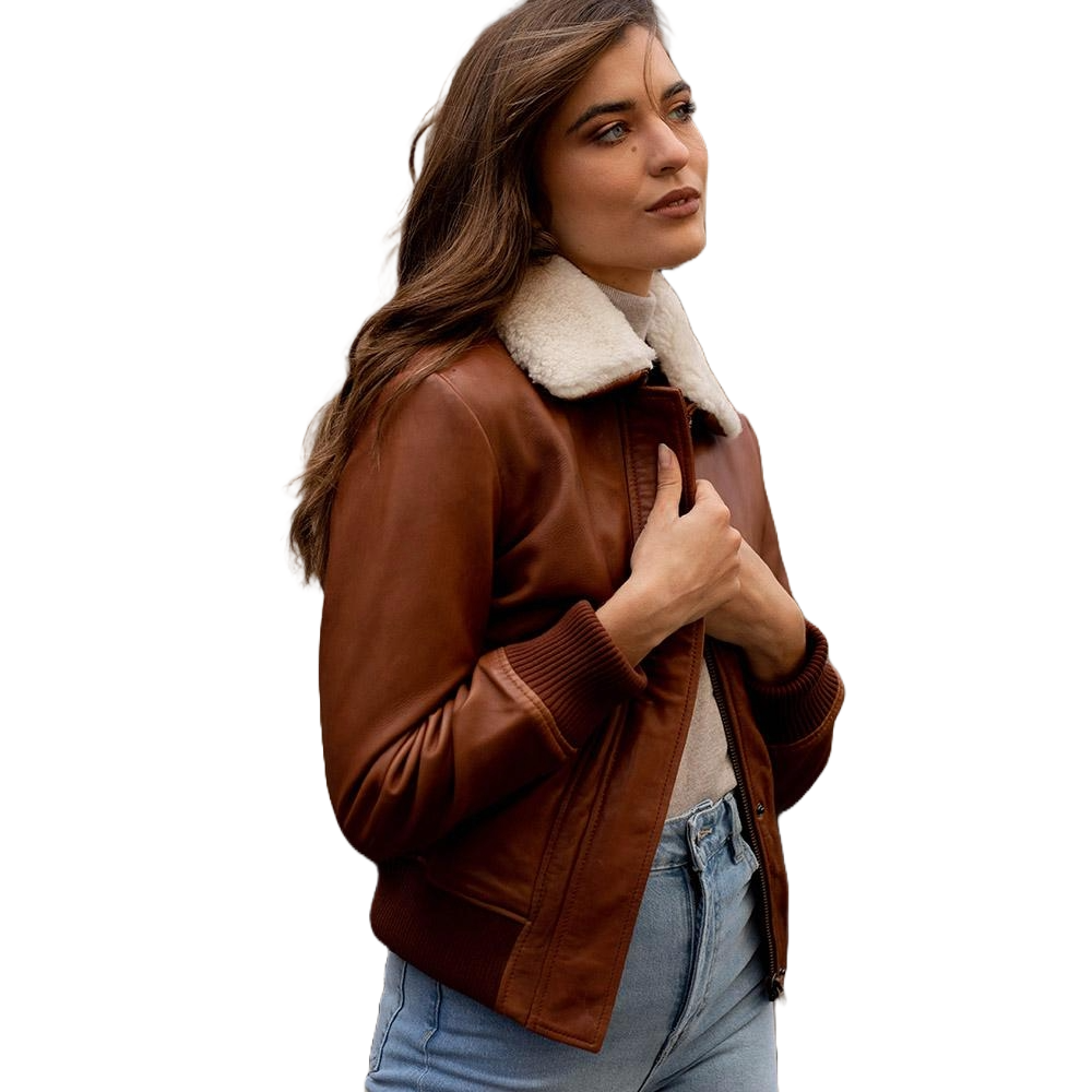 Chestnut Shearling Bomber - ZOQ Leather