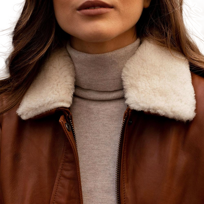 Chestnut Shearling Bomber - ZOQ Leather