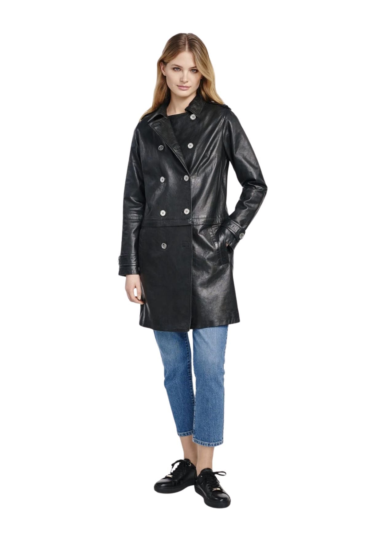Women’s Black Leather Trench Coat – Elegant & Timeless - ZOQ Leather