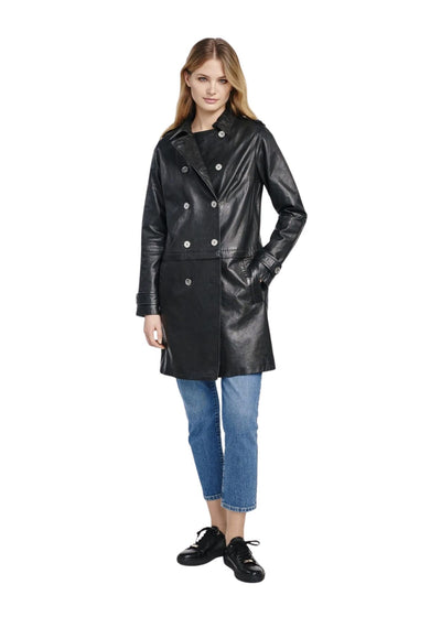 Women’s Black Leather Trench Coat – Elegant & Timeless - ZOQ Leather