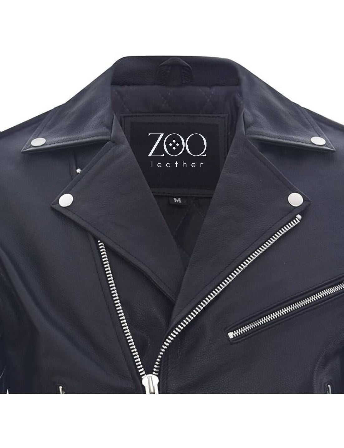 Mens Leather Brando Biker Rock Motorcycle Hide Jacket - ZOQ Leather