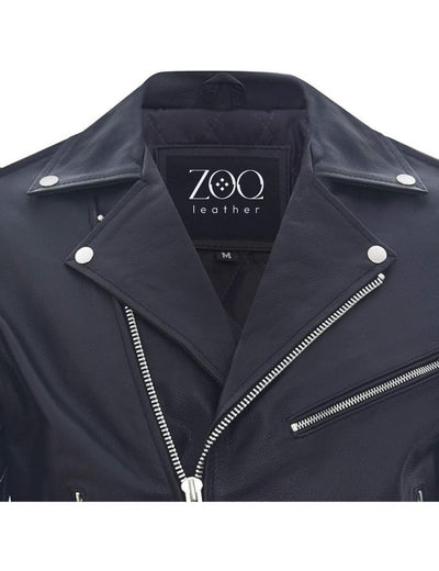 Men’s Classic Black Leather Biker Jacket – Slim Fit Moto Style with Belt & Zipper | Genuine Leather Motorcycle Jacket