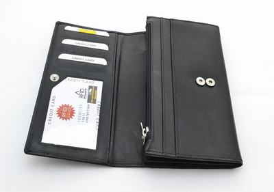 ZOQ Handmade Leather RFID Wallet for Women – Elegant Long Clutch with Card Slots, Zipper Pockets & Snap Closure - ZOQ Leather