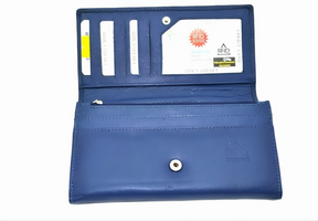 ZOQ Handmade Leather RFID Wallet for Women – Elegant Long Clutch with Card Slots, Zipper Pockets & Snap Closure