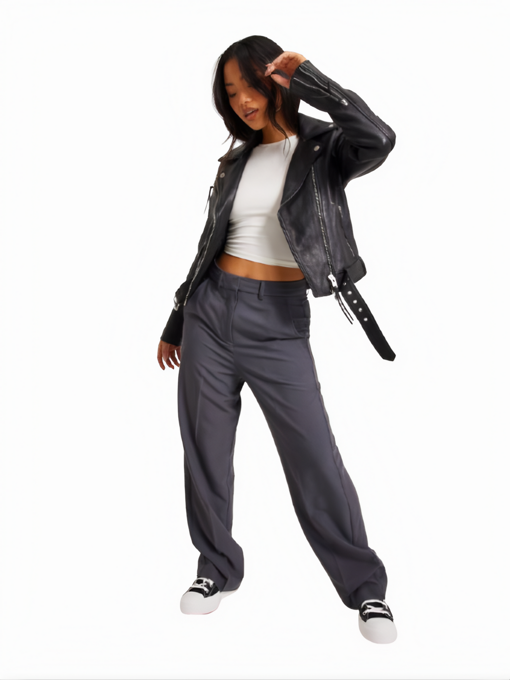 Women’s Black Sheepskin Biker Jacket | Short & Belted - ZOQ Leather