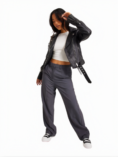 Women’s Black Sheepskin Biker Jacket | Short & Belted - ZOQ Leather