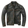 Men’s Handmade Motorcycle Vintage Cafe Racer Distressed Black Biker Real Leather Jacket - ZOQ Leather