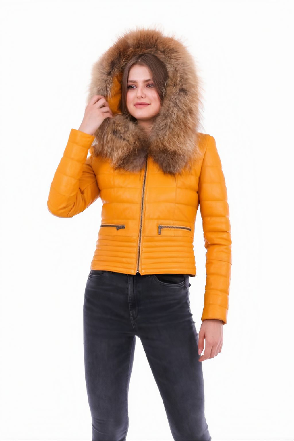 Women’s Yellow Quilted Leather Jacket | Anoraq Style - ZOQ Leather