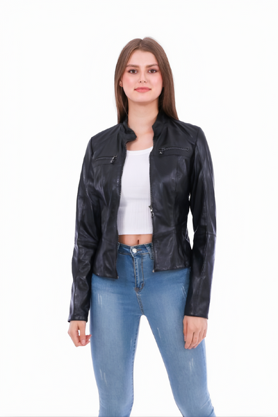 Women’s Black Leather Biker Jacket | Classic Moto Style - ZOQ Leather