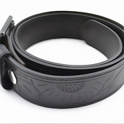 ZOQ Black Engraved Leather Belt for Men – Handcrafted Genuine Leather, Stylish & Durable with Metal Buckle | ZOQ Leathers