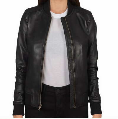 Women’s Black Sheepskin Leather Jacket | Classic Fit - ZOQ Leather